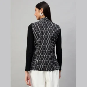 Women Double Side Wear Black Color Quilted Jacket - Image 9