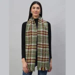 Women Green Reversible Checked Plaid Scarves