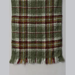 Women Green Reversible Checked Plaid Scarves - Image 6