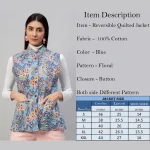 Women Reversible Quilted Cotton Jacket Blue Floral - Image 11