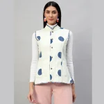 Women Reversible Quilted Cotton Jacket Blue Floral - Image 9
