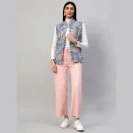 Women Reversible Quilted Cotton Jacket Blue Floral - Image 6