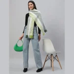 Women Warm Thick Scarf Green Striped - Image 2