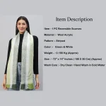 Women Warm Thick Scarf Green Striped - Image 7