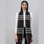 Women Winter Black Plaid Check Scarf 72"x14"