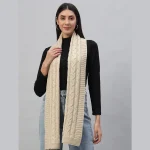 Women's Beige Knitted Reversible Scarves