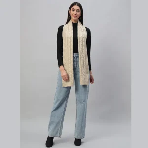 Women's Beige Knitted Reversible Scarves - Image 3