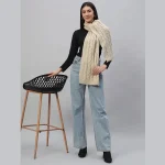 Women's Beige Knitted Reversible Scarves - Image 2
