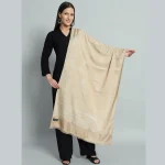 Women's Beige Leaf Pashmina Stole - Image 2
