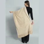 Women's Beige Leaf Pashmina Stole - Image 6