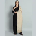 Women's Beige Leaf Pashmina Stole - Image 3