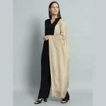 Women's Beige Leaf Pashmina Stole - Image 4