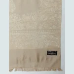 Women's Beige Leaf Pashmina Stole - Image 7
