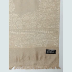 Women's Beige Leaf Pashmina Stole - Image 7