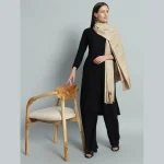 Women's Beige Leaf Pashmina Stole