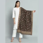 Women's Black Paisley Wool Warm Stole Winter Wrap - Image 2