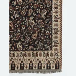 Women's Black Paisley Wool Warm Stole Winter Wrap - Image 8