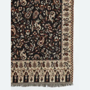 Women's Black Paisley Wool Warm Stole Winter Wrap - Image 8