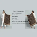 Women's Black Paisley Wool Warm Stole Winter Wrap - Image 9