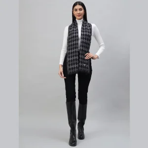 Women's Blue Check Warm Wool Scarf - Image 3