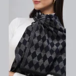 Women's Blue Check Warm Wool Scarf - Image 5