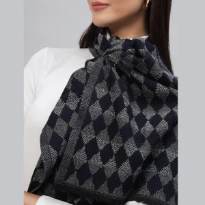 Women's Blue Check Warm Wool Scarf - Image 5