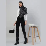 Women's Blue Check Warm Wool Scarf - Image 2