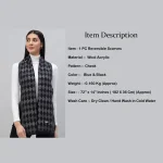 Women's Blue Check Warm Wool Scarf - Image 7
