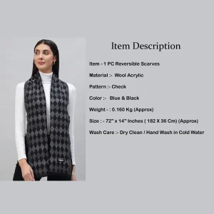 Women's Blue Check Warm Wool Scarf - Image 7