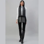 Women's Blue Geometric Cashmere Scarf - Image 3