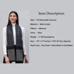 Women's Blue Geometric Cashmere Scarf - Image 7