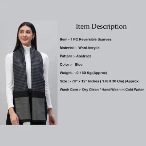 Women's Blue Geometric Cashmere Scarf - Image 7