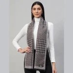 Women's Brown Check Wool Scarfs 70"x12"