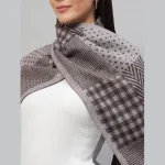 Women's Brown Check Wool Scarfs 70"x12" - Image 5