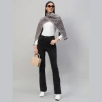 Women's Brown Check Wool Scarfs 70"x12" - Image 2