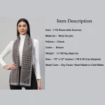Women's Brown Check Wool Scarfs 70"x12" - Image 7