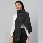 Women's Cashmere Grey & Black Chevron Scarf - Image 4