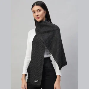 Women's Cashmere Grey & Black Chevron Scarf - Image 4