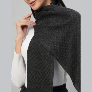 Women's Cashmere Grey & Black Chevron Scarf - Image 5
