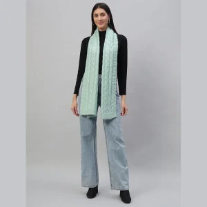 Women’s Fashion Green Knitted Scarf - Image 4