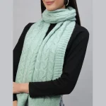 Women’s Fashion Green Knitted Scarf - Image 5