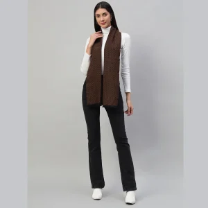 Women's Geometric Brown Pashmina Scarf - Image 3