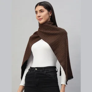 Women's Geometric Brown Pashmina Scarf - Image 4