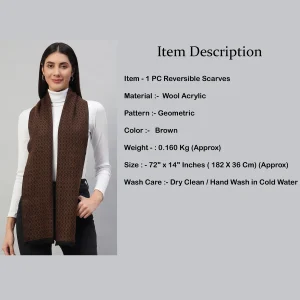 Women's Geometric Brown Pashmina Scarf - Image 7