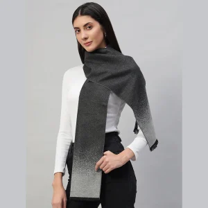Women's Oversize Cashmere Scarf Black Ombre - Image 4