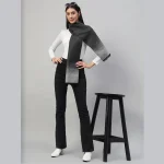 Women's Oversize Cashmere Scarf Black Ombre - Image 2