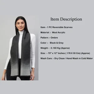 Women's Oversize Cashmere Scarf Black Ombre - Image 7