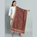 Women's Party Wear Maroon Paisley Stole - Image 2