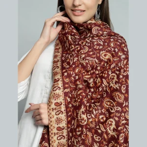Women's Party Wear Maroon Paisley Stole - Image 5