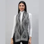 Women's Pashmina Grey Geometric Wool Scarf